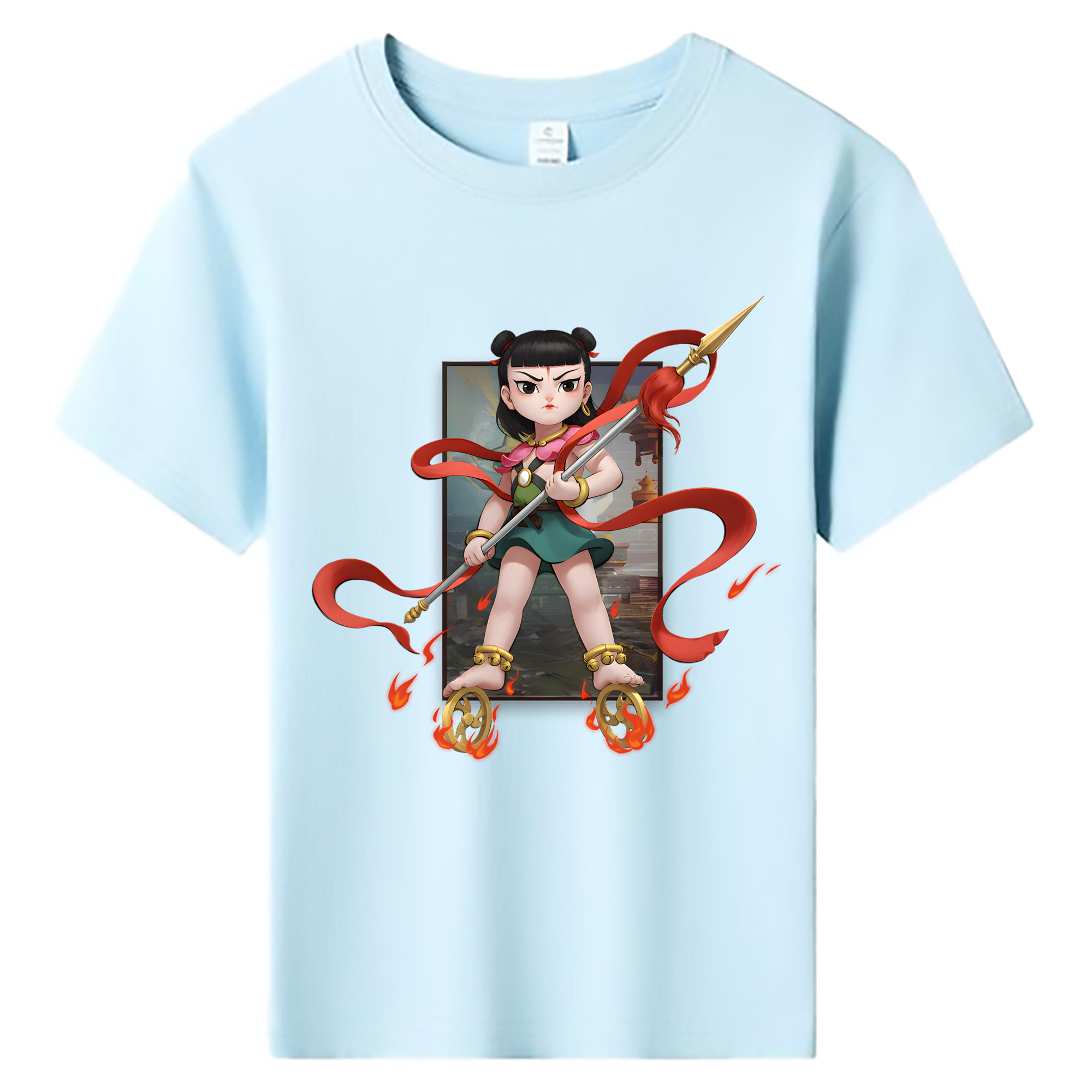 （画像用） Ne Zha 2 ナタ 魔童の大暴れ 綿100％キッズTシャツ（フロントプリント）